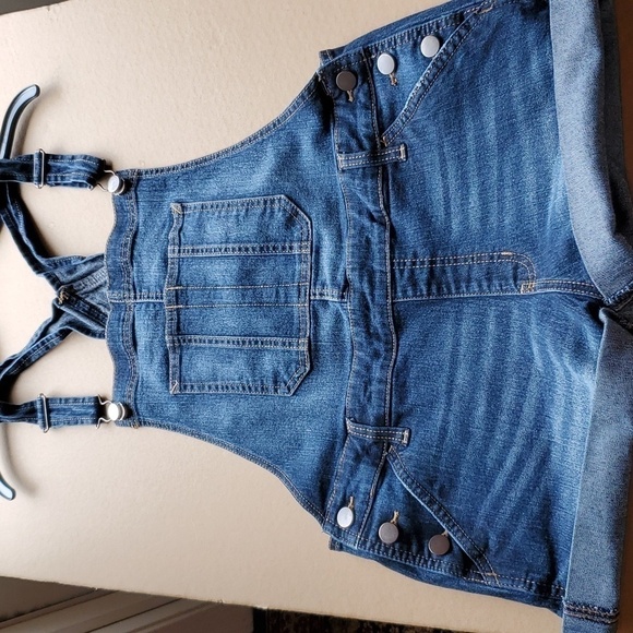No Boundries distressed denim short overalls Large Junior 11 -13 - Picture 2 of 13